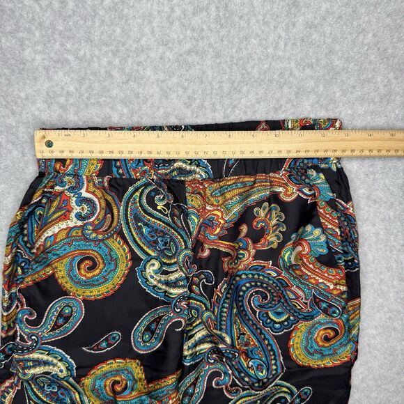 J Crew Pull On Silk Pants Womens 0 Black Paisley Ankle Casual Trousers - Picture 4 of 9